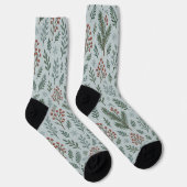 Schicke botanische Stechpalmen-Beeren-Blumenmuster Socken (Rechts)