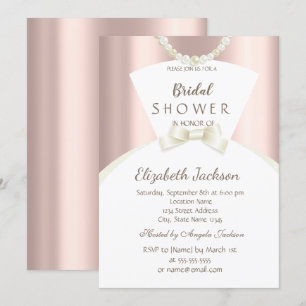 Schicke Brautkleid-Roségold-Junggesellinnenabschie Einladung