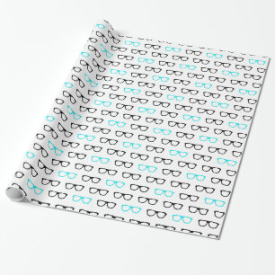 schicke Brille blau Nerd Geschenkpapier