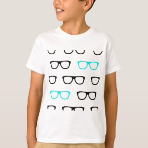schicke Brille blau Nerd T-Shirt