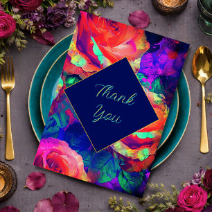 Schicke bunte helle Blumen Hochzeit Dankeskarte
