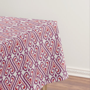 Schicke bunte rote und violette Ikat-Damaskus-Must Tischdecke