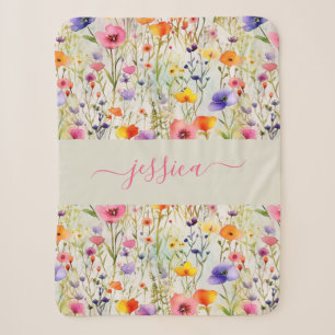 Schicke bunte Wildblumen Wasserfarbe Schriftname Sherpadecke