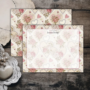 Schicke Burgunder-Rosen-Herz-Schreibwaren-Notizkar Mitteilungskarte