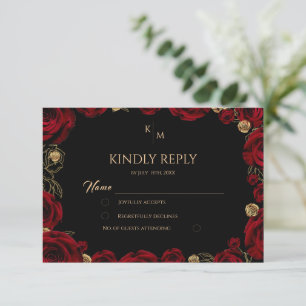 Schicke Burgunderrosen Boho-Hochzeit RSVP Karte