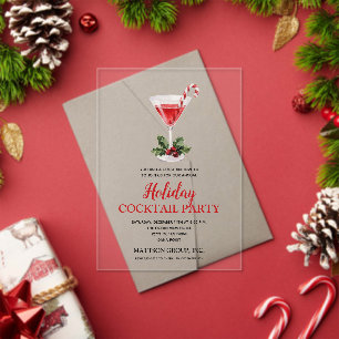 Schicke Candy Cane Martini Feiertags-Cocktailparty Acryleinladungen