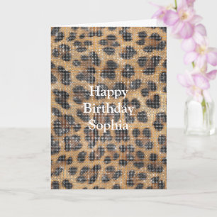 Schicke Creme-Braun-Leopard-Tierprint mit Glanz Karte