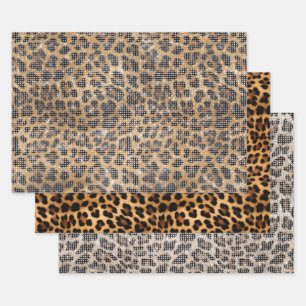 Schicke Creme Braune Leopard Animal Glanz Weihnach Geschenkpapier Set