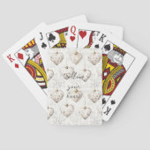 Schicke Creme-Grau-Herz-Ornamente   Spielkarten (Rückseite)