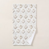 Schicke Creme-Grau-Herzen-Ornamente   Badhandtuch Set (Handtuch)