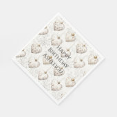 Schicke Creme-Grau-Herzen-Ornamente Geburtstag Serviette (Ecke)