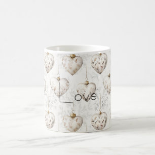 Schicke Creme-Grau-Herzen-Ornamente   Kaffeetasse