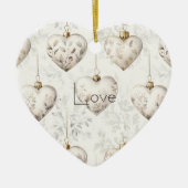 Schicke Creme-Grau-Herzen-Ornamente Keramik Ornament (Vorne)