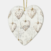 Schicke Creme-Grau-Herzen-Ornamente Keramik Ornament (Links)