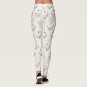Schicke Creme-Grau-Herzen-Ornamente Leggings (Rückseite)