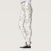 Schicke Creme-Grau-Herzen-Ornamente Leggings (Links)