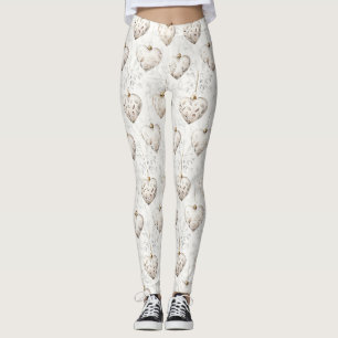 Schicke Creme-Grau-Herzen-Ornamente Leggings