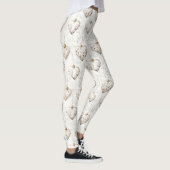 Schicke Creme-Grau-Herzen-Ornamente Leggings (Rechts)