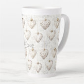 Schicke Creme-Grau-Herzen-Ornamente   Milchtasse (Rechte Ecke)