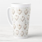 Schicke Creme-Grau-Herzen-Ornamente   Milchtasse (Linke Ecke)
