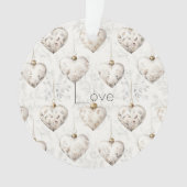 Schicke Creme-Grau-Herzen-Ornamente Ornament (Vorderseite)