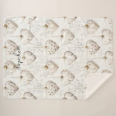 Schicke Creme-Grau-Herzen-Ornamente Sherpadecke (Vorderseite (Horizontal))