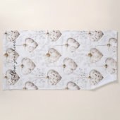 Schicke Creme-Grau-Herzen-Ornamente Strandtuch (Vorderseite)