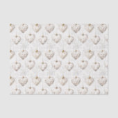 Schicke Creme Graue Herzen Ornamente Hochzeit Seidenpapier (Vorderseite)