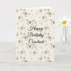 Schicke Creme Schmetterlinge Geburtstag Karte