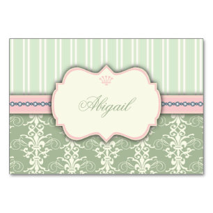 Schicke Damast-u. Streifen-Rezept-Karte Tischnummer