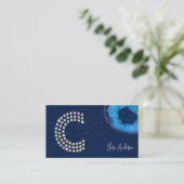 Schicke Diamant Blau Achat Anfangsbuchstabe C Mono Visitenkarte (Stehend Vorderseite)