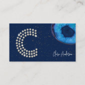 Schicke Diamant Blau Achat Anfangsbuchstabe C Mono Visitenkarte (Vorderseite)