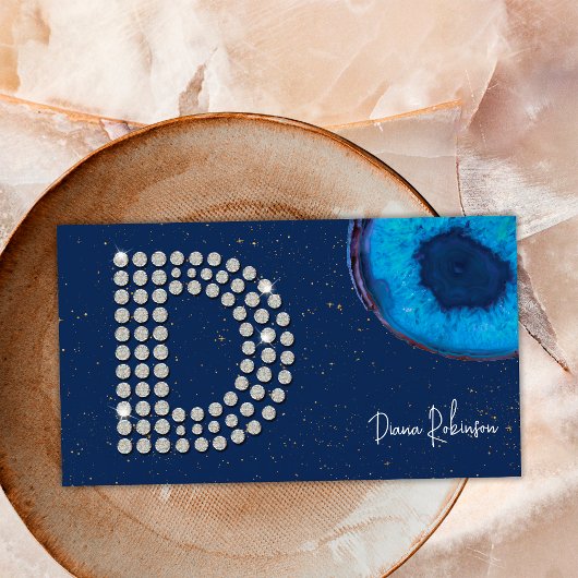 Schicke Diamant Blau Achat Initiale D Buchstabe Mo Visitenkarte