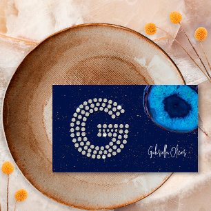 Schicke Diamant Blau Achat Initiale G Buchstabe Mo Visitenkarte