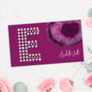 Schicke Diamant-Pflaume-Achat-Initiale E-Monogramm Visitenkarte