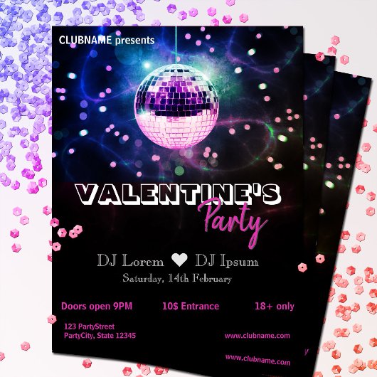 Schicke Disco-Kugel Moderne Valentinstag-Party-Fly Flyer