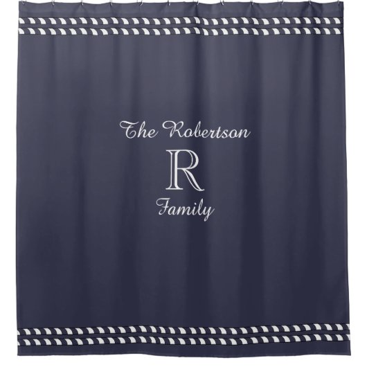 SCHICKE DUSCHE CURTAIN_ " FAMILIE" NAVY/WHITE DUSCHVORHANG (Vorderseite)