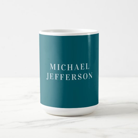 Schicke einfarbige dunkle Tealfarbe personalisiert Kaffeetasse (Mittel)