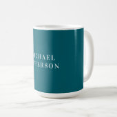 Schicke einfarbige dunkle Tealfarbe personalisiert Kaffeetasse (VorderseiteRechts)