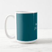 Schicke einfarbige dunkle Tealfarbe personalisiert Kaffeetasse (Links)