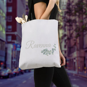 Schicke Elfenbein-Eukalyptus-Salbei Personalisiert Tasche