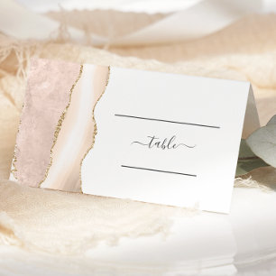 Schicke Elfenbein-Gold-Achat-Hochzeitstafel Platzkarte