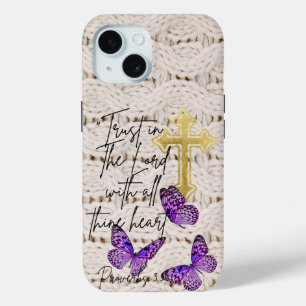 Schicke Faith Knitwear Lila Schmetterling Goldkreu Case-Mate iPhone Hülle