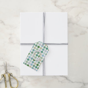 Schicke farbenfrohe grüne Punkte Muster Monogramm Geschenkanhänger