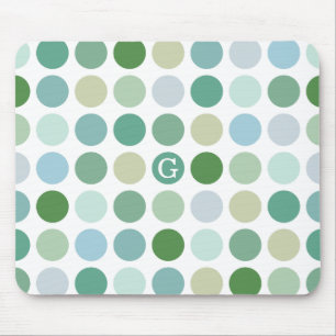 Schicke farbenfrohe grüne Punkte Muster Monogramm Mousepad