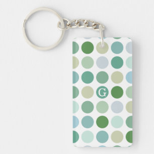 Schicke farbenfrohe grüne Punkte Muster Monogramm Schlüsselanhänger
