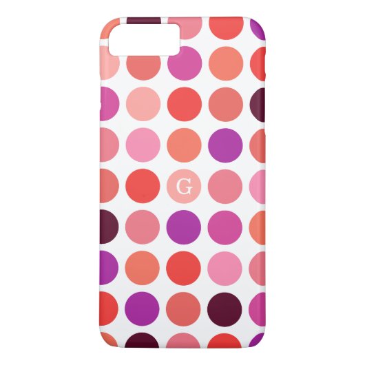 Schicke farbenfrohe Punkte-Muster-Monogramm Case-Mate iPhone Hülle (Rückseite)