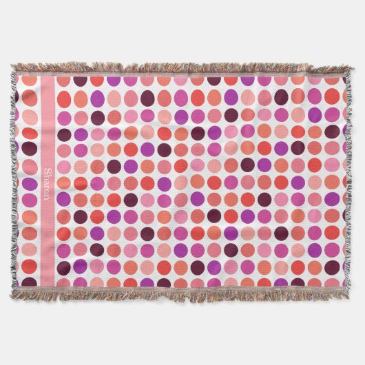 Schicke farbenfrohe Punkte-Muster-Monogramm Decke (Vorderseite)