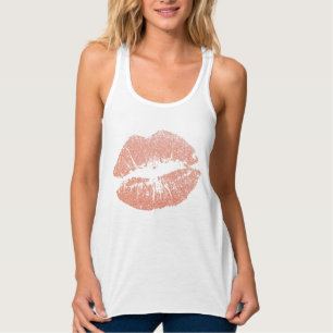 Schicke Faux-Glitter-Roségold-Lippen-Tanktop Tank Top