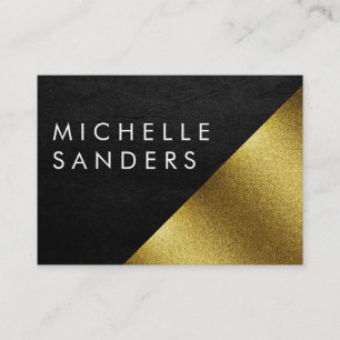 Schicke Faux-Gold- und Leder-Geometric-Color-Block Visitenkarte